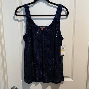 Vince Camuto Midnight Blue Sequin Blouse